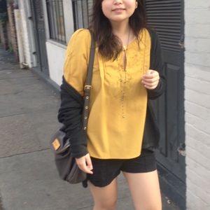 Aritzia Yellow Top with embroidered details